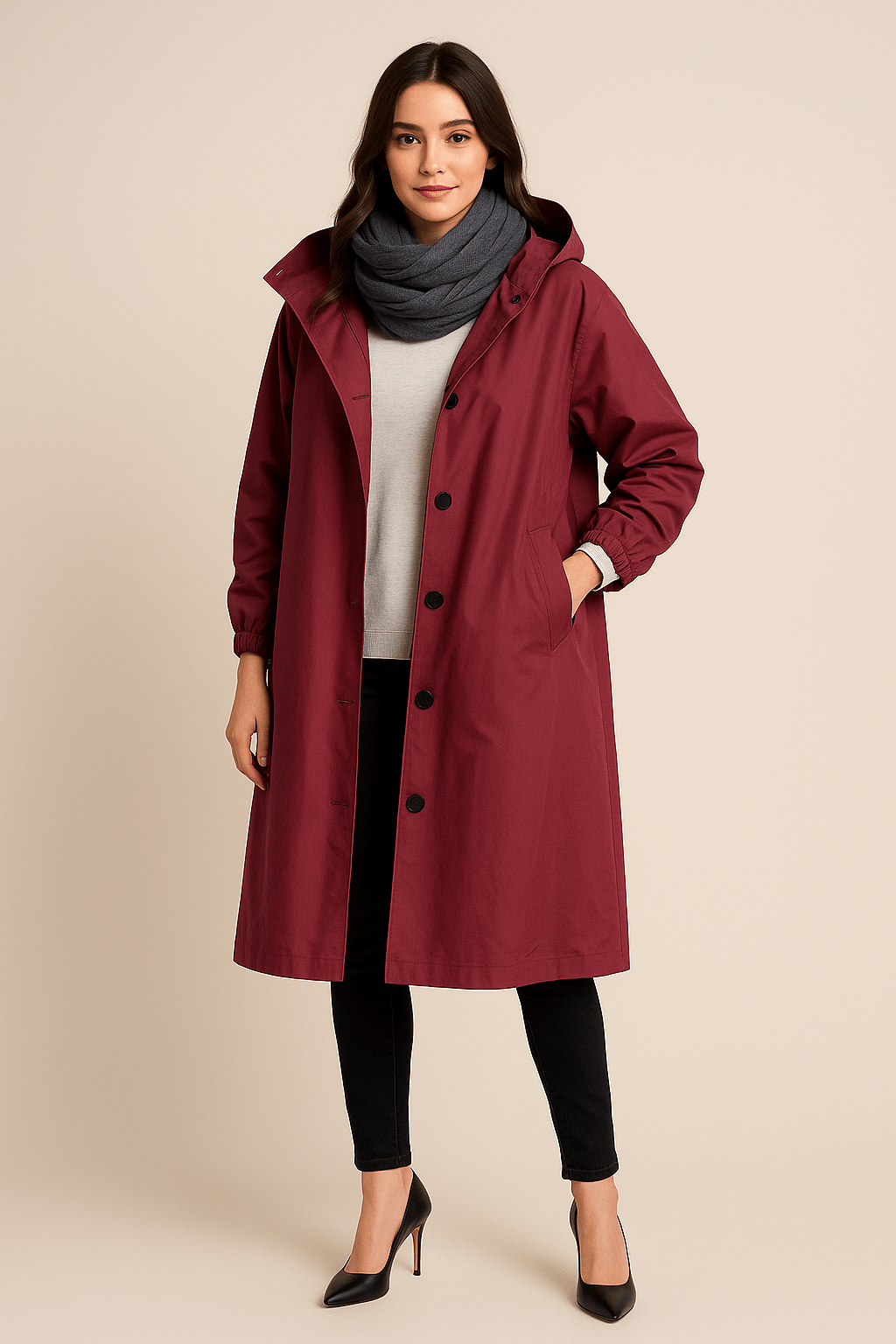 Ruby Trenchcoat met capuchon