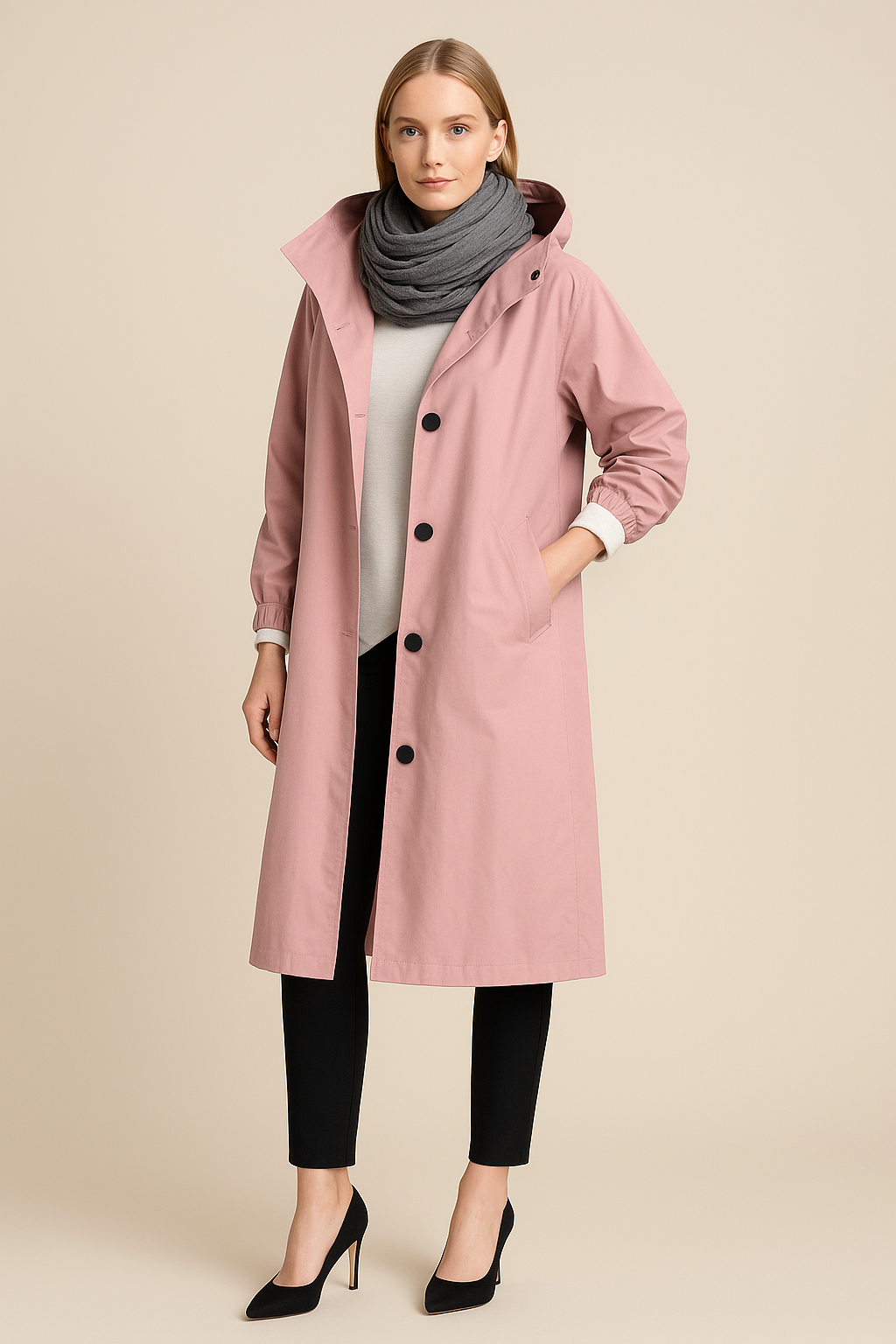 Ruby Trenchcoat met capuchon