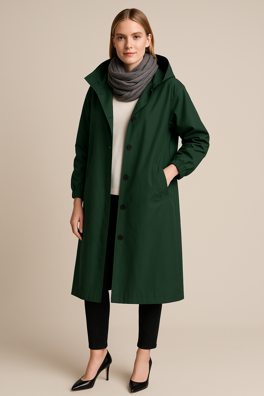 Ruby Trenchcoat met capuchon
